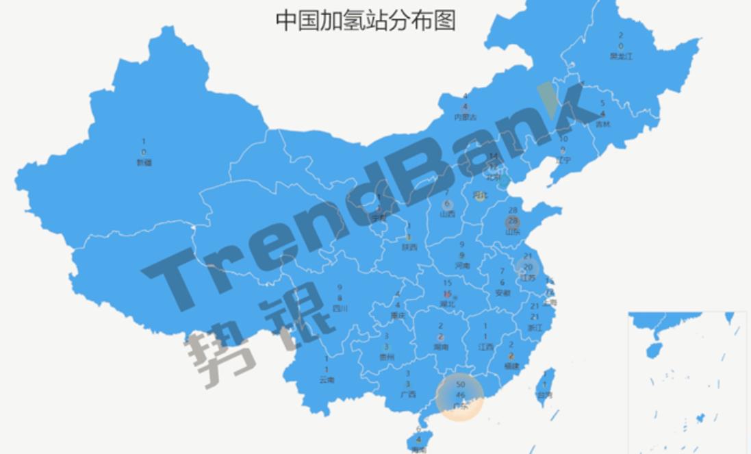 中国累计建成加氢站264座，广东省以50座加氢站稳居全国第一